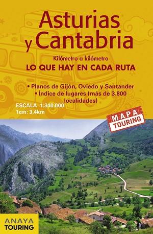 Mapa de carreteras Asturias y Cantabria (desplegable), escala 1:340.000 | 9788491582960 | Anaya Touring